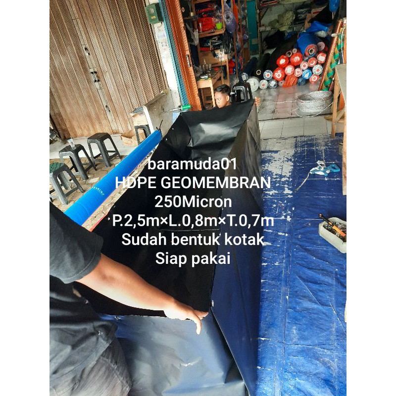 Terpal kolam ikan P.2,5m×L.0,8m×T.0,7m micron250 HDPE GEOMEMBRAN Kualitas terbaik