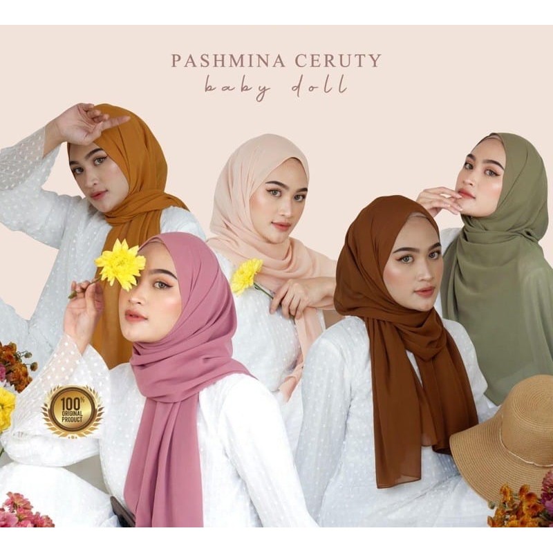 (180x75)JILBAB PASHMINA CERUTY BABYDOLL PREMIUM, PASHMINA CERUTI BABYDOLL TEPI JAHIT