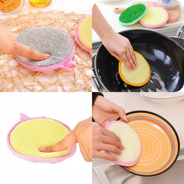 Spons Dua Sisi Sabut Busa Cuci Piring 2 in1 Washing Brush Kitchen Spon