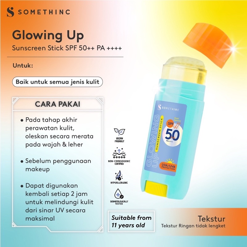 SOMETHINC Glowing Up Physical SUNSCREEN Stick Crystal Clear SPF 50+ PA+++ 15gr BPOM Sunscreen