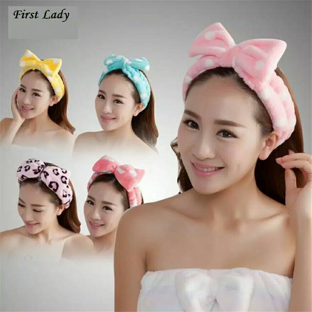 Headband Bandana handuk Pita Besar bando mandi