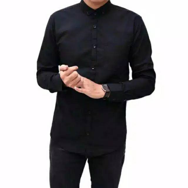 Kemeja  Polos S-XXL Lengan Panjang Formal Kerja Bahan Katun Jepang