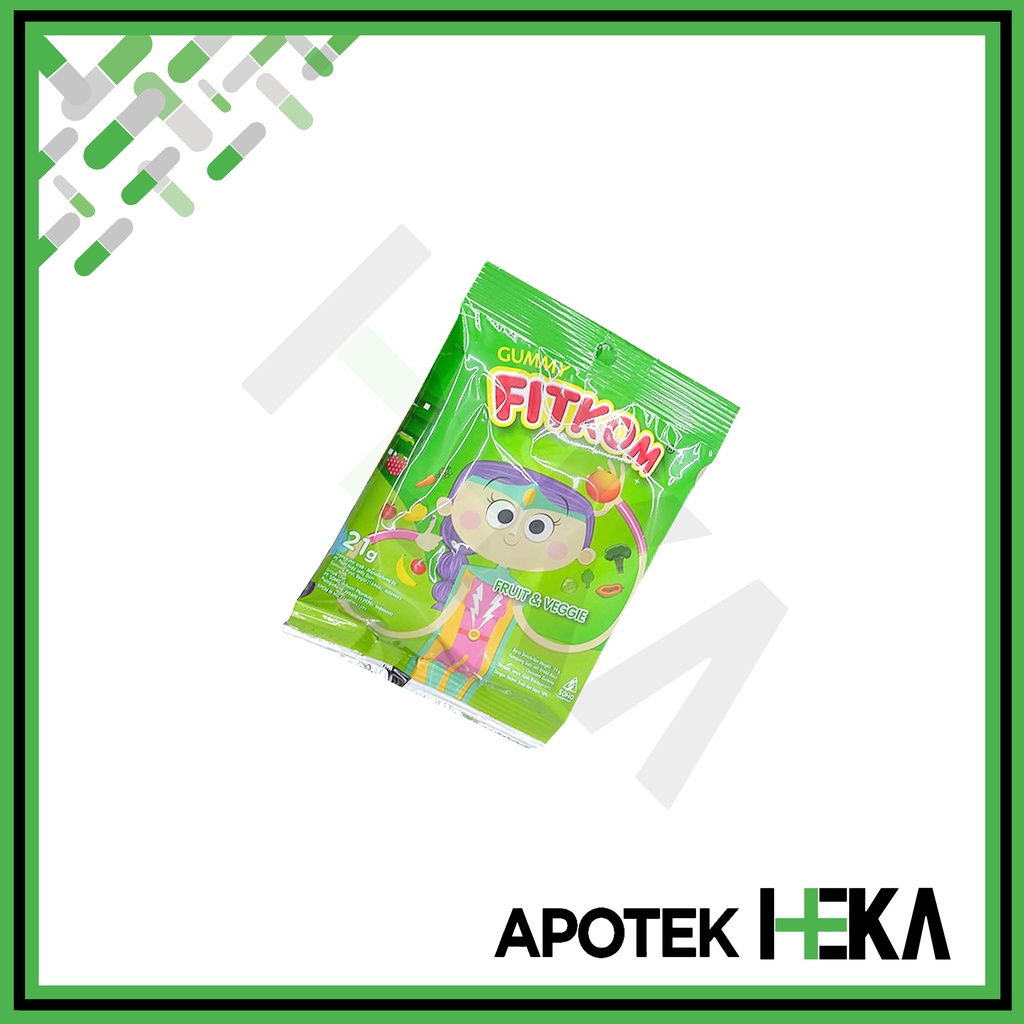 Fitkom Gummy Fruit &amp; Veggie Sachet 24 gr Hijau (SEMARANG)