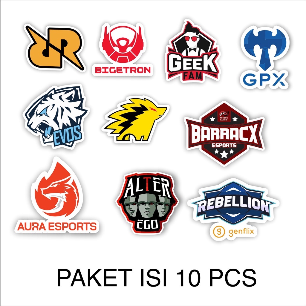 Paket Stiker Sticker ESPORT BIGETRON EVOS RRQ ONIC LOGO BRAND DISTRO STRIPPING CASE PHONE PREMIUM HI