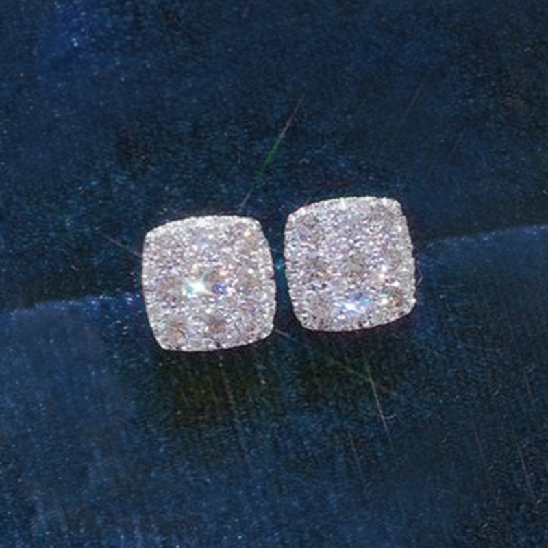 Anting Stud Cubic Zirconia Bentuk Persegi Gaya Minimalis Untuk Wanita