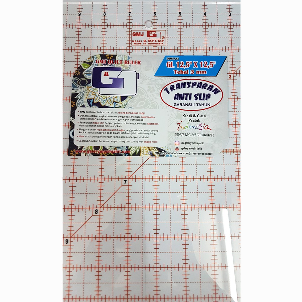 penggaris carft dan quilting 12,5x12,5 inchi - GMJ