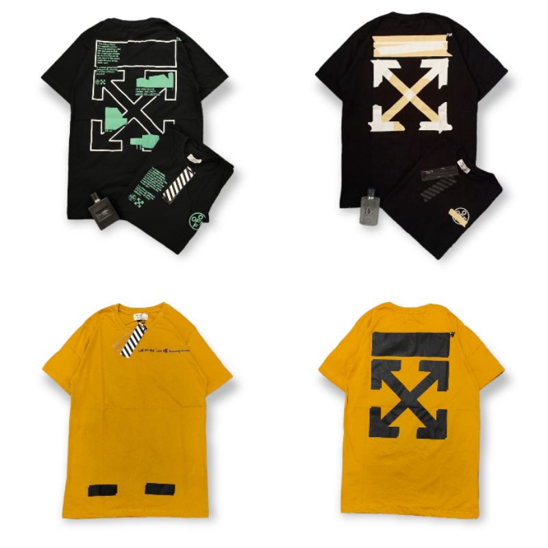 OFF WHITE HITAM KUNING | KAOS BAJU TSHIRT PRIA