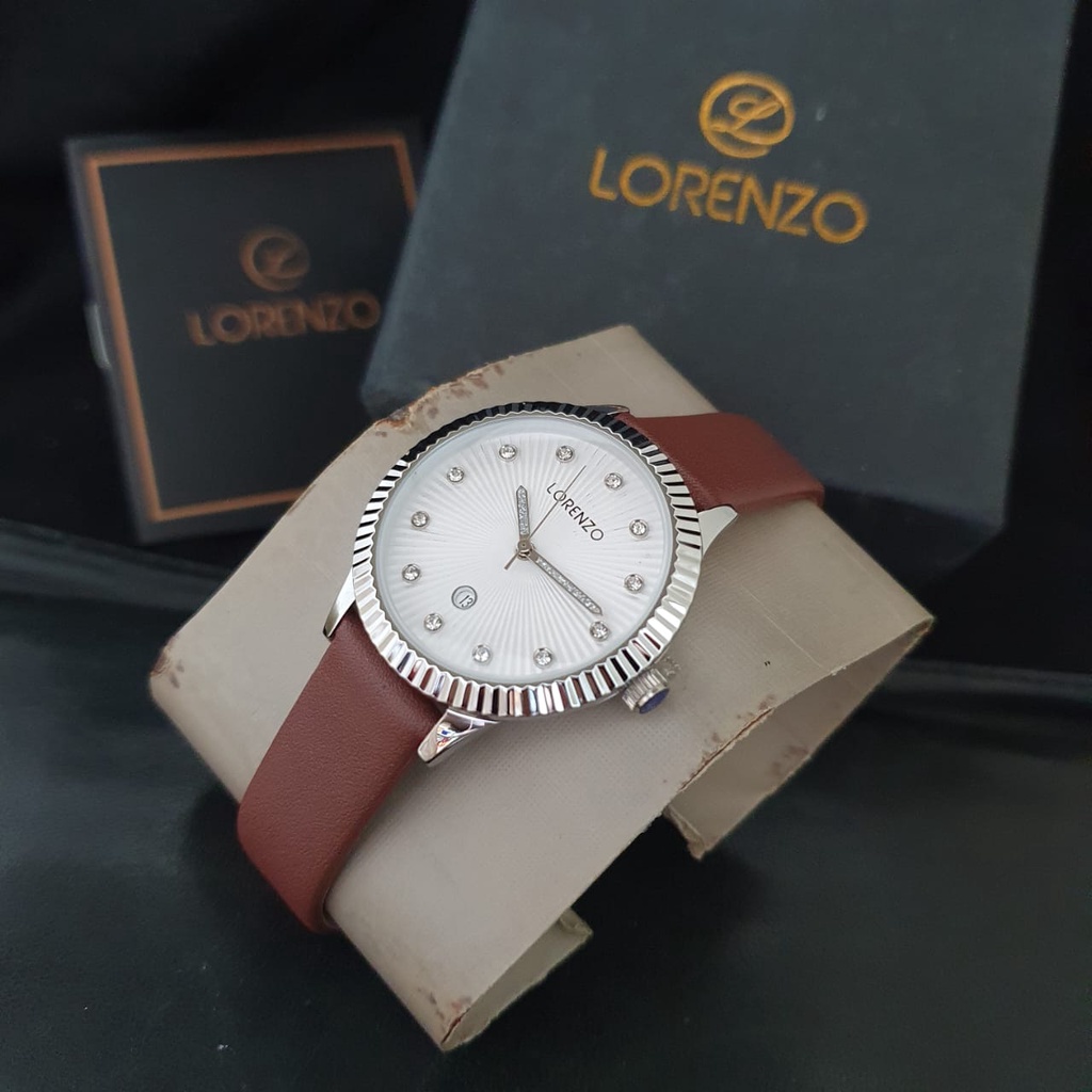 JAM TANGAN LORENZO ORIGINAL LEATHER STRAP KULIT R-1081/JAM TANGAN CEWEK TALI KULIT/LORENSI R-1081