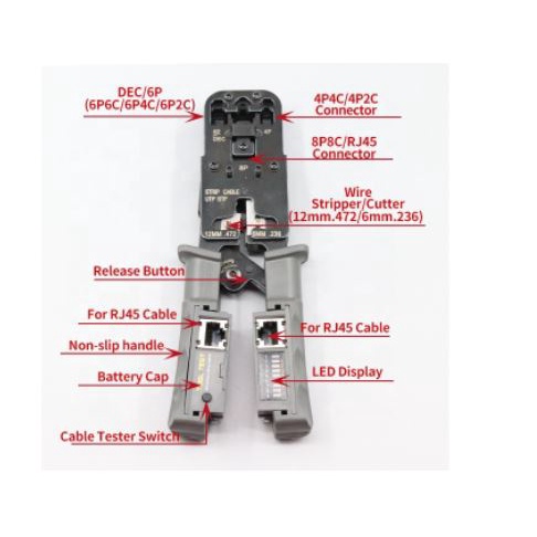 Crimping tool Modular plug NB rj12 rj11 rj45 4p 6p 8p cat 5 6 7 utp stp ftp cut strip crimp 3in1 with tester cable lan ht-468st 468 ht468st ht468