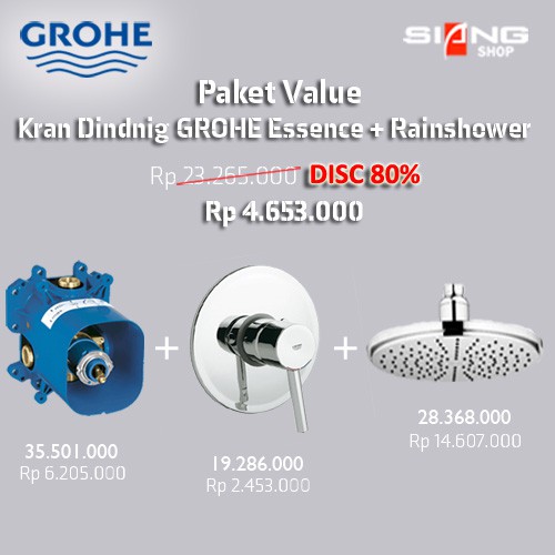 Paket Value Kran Tanam Grohe Essence + Rainshower Grohe Cosmopolitan