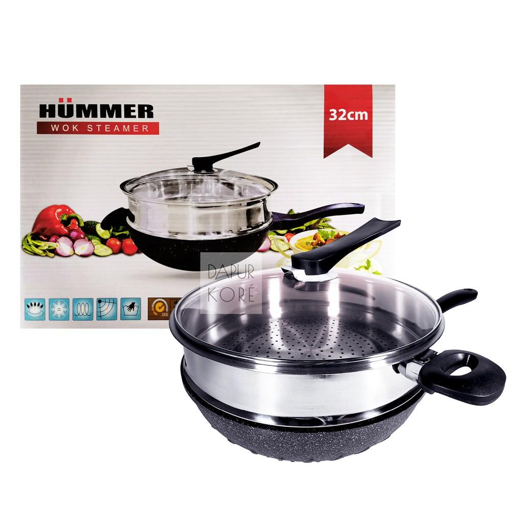 Hummer Wok 32cm / Wok Pan 32cm Plus Steamer Berkualitas