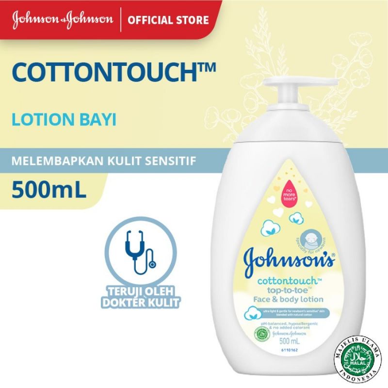 Johnson's Cotton Touch Lotion Baby 200ml 500ml - Johnson Losion Bayi Wajah dan Badan kemasan PUMP dan botol