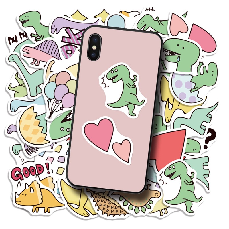 Kartun dinosaurus stiker ponsel case epoxy kreatif jurnal bahan air lucu kaca graffiti tangan Buku s