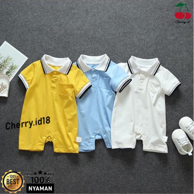 (0Bln-1Thn) COD Jumper Anak Cowok / Jumper Anak Lengan Pendek / Jumpsuit Anak Kerah Polo Shirt JB19