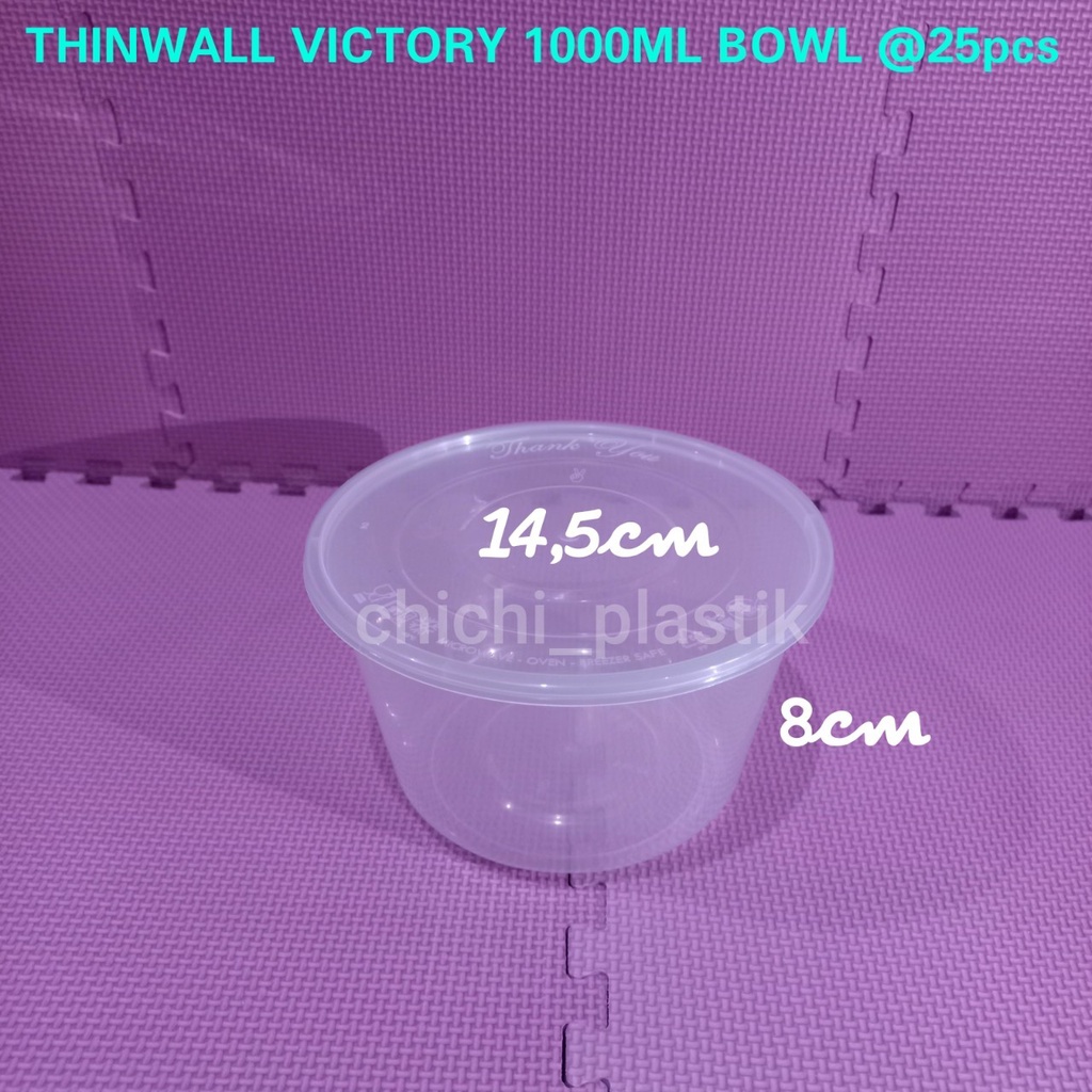 Thinwall food container 1000ml bulat bowl  victory/ Kotak Makan Bening / Mangkok plastik / Mangkok bakso