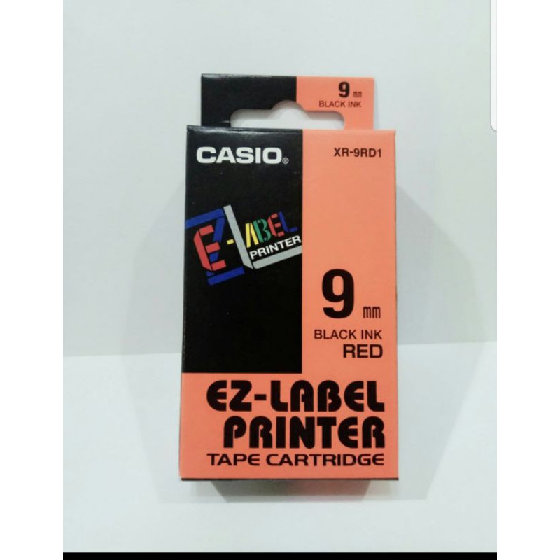

Casio ez-label printer tape cartridge 9mm 9 mm tipe xr-9rd1 merah original