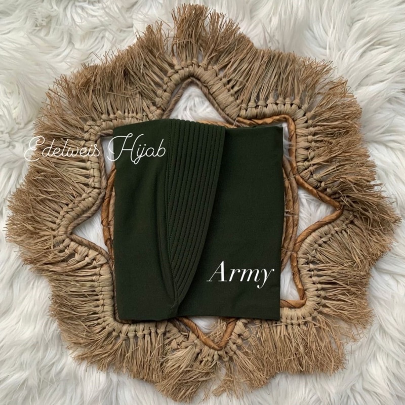 Bergo Hamidah ( ORI ) / Bergo Jersey Menutup Dada / Hijab Instan Jersey-Army