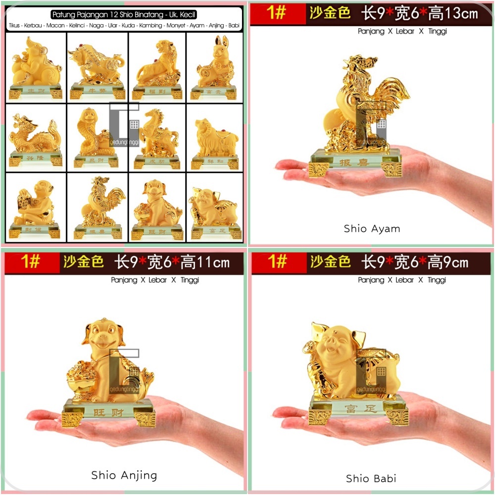 Patung Pajangan Imlek Fengshui 12 Animal Zodiak Bintang Binatang Hewan Rat Ox Tiger Rabbit Dragon Snake Horse Sheep Monkey Rooster Dog Pig Sheshio Shio Sio Tikus Kerbau Harimau Kelinci Naga Ular Kuda Kambing Monyet Ayam Anjing Babi Rejeki Hoki Emas Resin