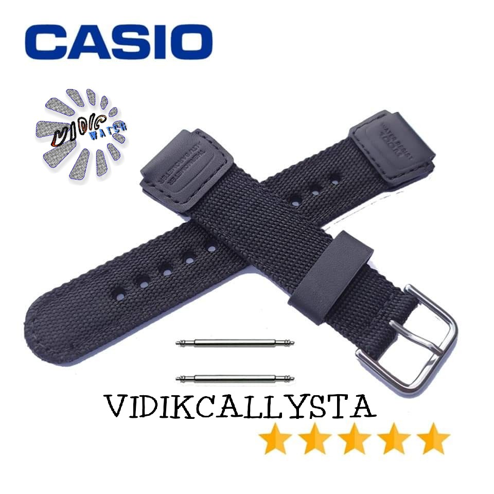 Strap nylon Tali jam Canvas Casio W-735H AQ-S810 AEQ-110 W 735 AQ S810 AEQ 110 Original OEM