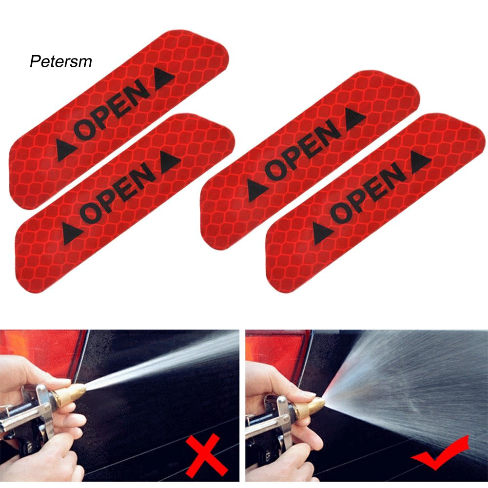 PST_4Pcs Adhesive Car Door Open Reflective Sticker Tape Safety Warning Mark Decal