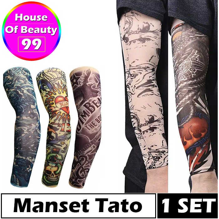 Manset Tangan Pria Tato / Arm Sleeve Tato / Manset Sepeda / Arm Warmer