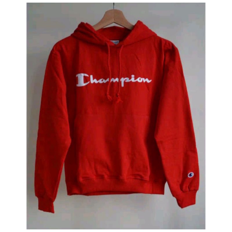 Hoodie Champion Original Full Tag Label Unisex / Champion Hoodie Original Script (RED)