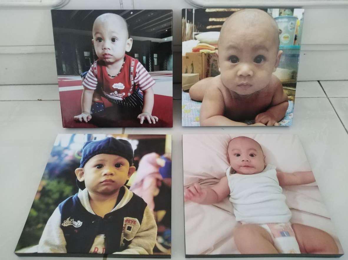 Cetak Foto (custom) 23x23 4pcs Plus Frame Wall Decor Hiasan Dinding Dekorasi Kamar  Kayu Murah