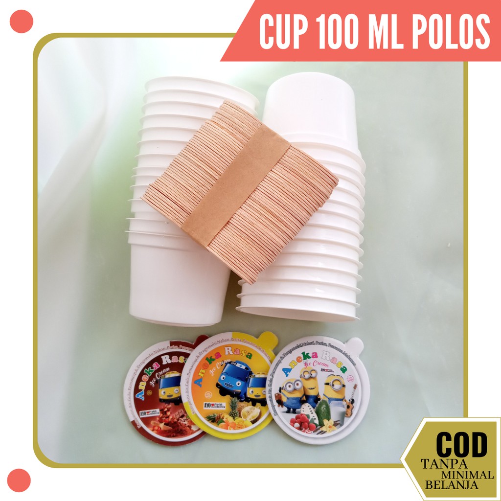 CUP PLASTIK / PLASTIK CUP 100 ML PUTIH / PLASTIK CUP ES CREAM / CUP PLASTIK ES KRIM UKURAN 100 ML