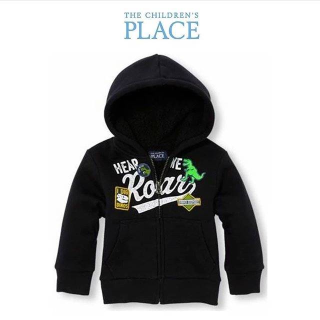 Jaket Anak Laki-Laki | The Children Place Zipper Sherpa Jacket. Black, Heap me roar. size 18-24m dan