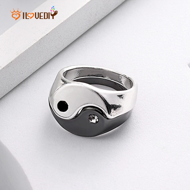 Cincin Jari Desain Yin Yang Tai Chi Bagua Gaya Punk Untuk Pria Dan Wanita