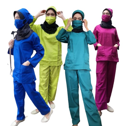 baju oka / baju ok / baju jaga / baju oka lengan panjang / baju perawat unisex s-xl