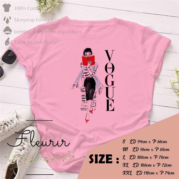 FLEURIR - KAOS WANITA VOGUE FASHION DEWASA LENGAN PENDEK TUMBLR TEE UNISEX