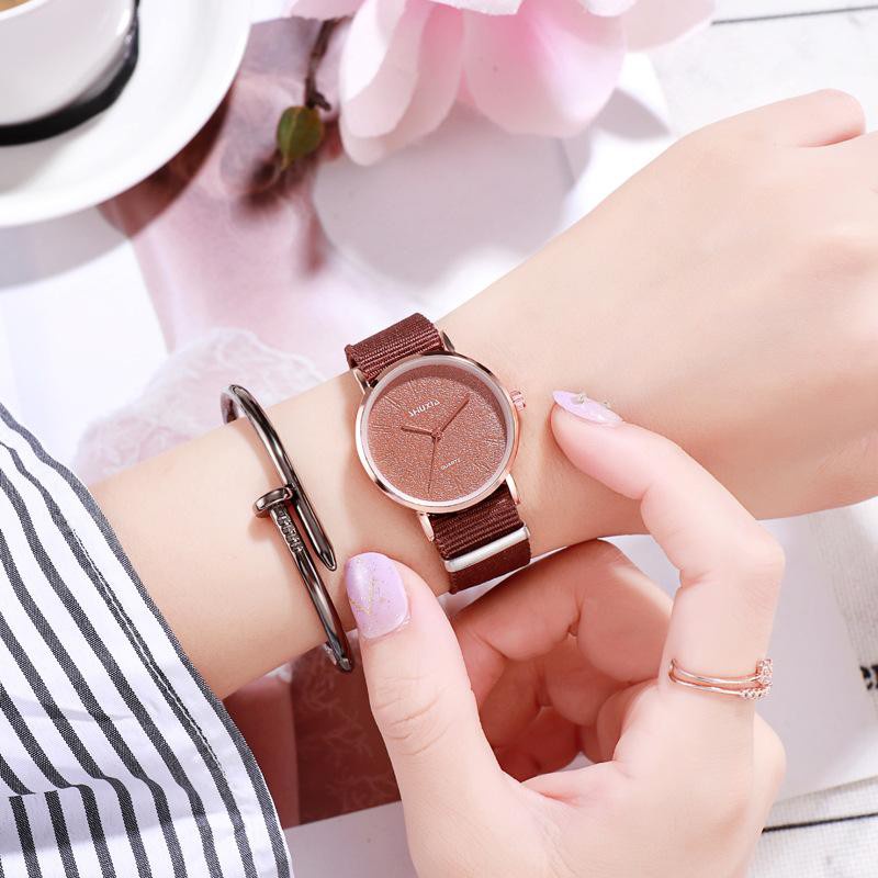 ✅Grosir Jam Senen -  Jam Tangan Wanita Analog Quartz Casual Simple Chic Strap Nylon Untuk Fashion Watch