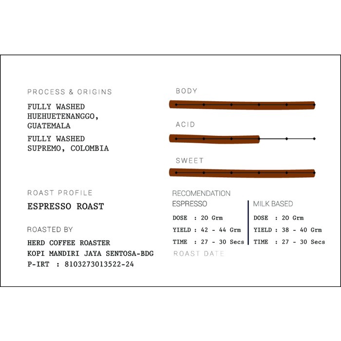 

vd201r Kopi The Sweet Mamba Espresso Blend 1Kg Herd Coffee Ds20X11