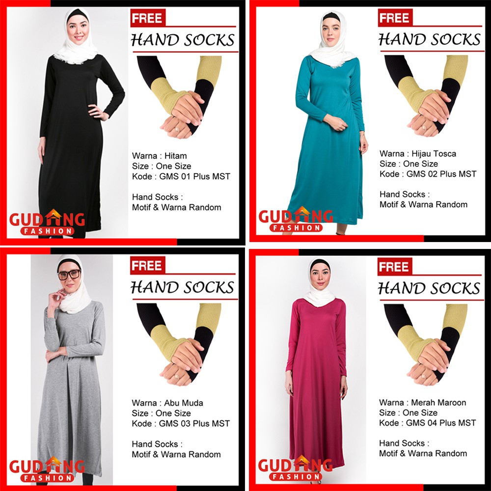 Gamis Modern Terbaru Wanita Muslimah Plus Free Handsocks (COMB)