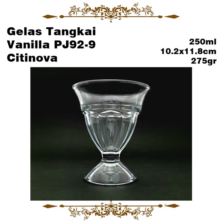 [1pcs] Gelas Tangkai Vanilla/Gelas Kaki PJ92-9 CITINOVA Vanilla 250ml