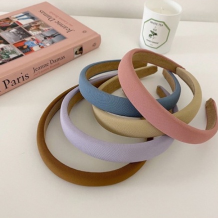 DWARF KOREAN PASTEL HEADBAND - Padded Headband Bando Busa Tipis Polos Wanita Warna Pastel Premium - Bando Korea Simple - Korean Style