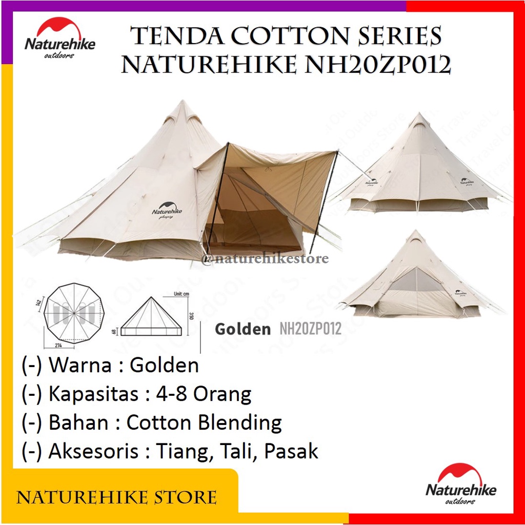 Tenda Cotton Series Kapasitas 4-8 Orang Naturehike NH20ZP012