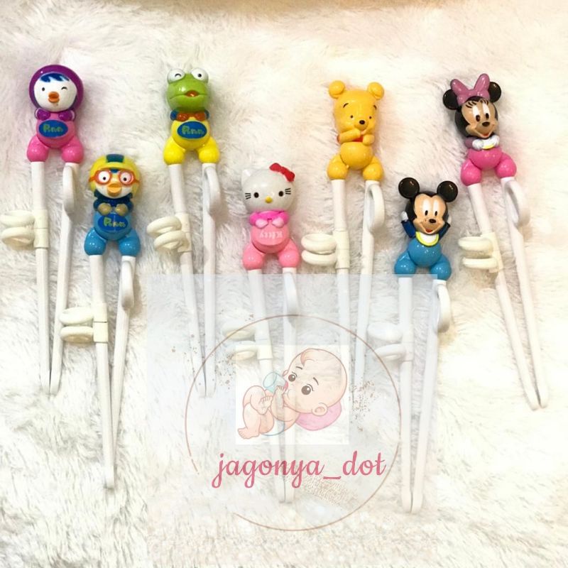 Sumpit Training Anak Karakter HelloKitty Pooh Krong Petty Pororo Mickey mouse