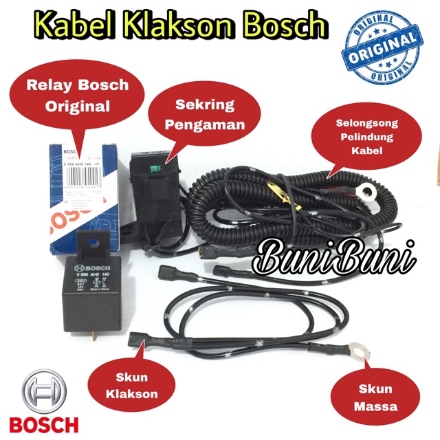 Kabel Relay Klakson BOSCH Komplit Untuk Mobil &amp; Motor / Kabel Relay Set Bosch Untuk 2 Klakson Asli