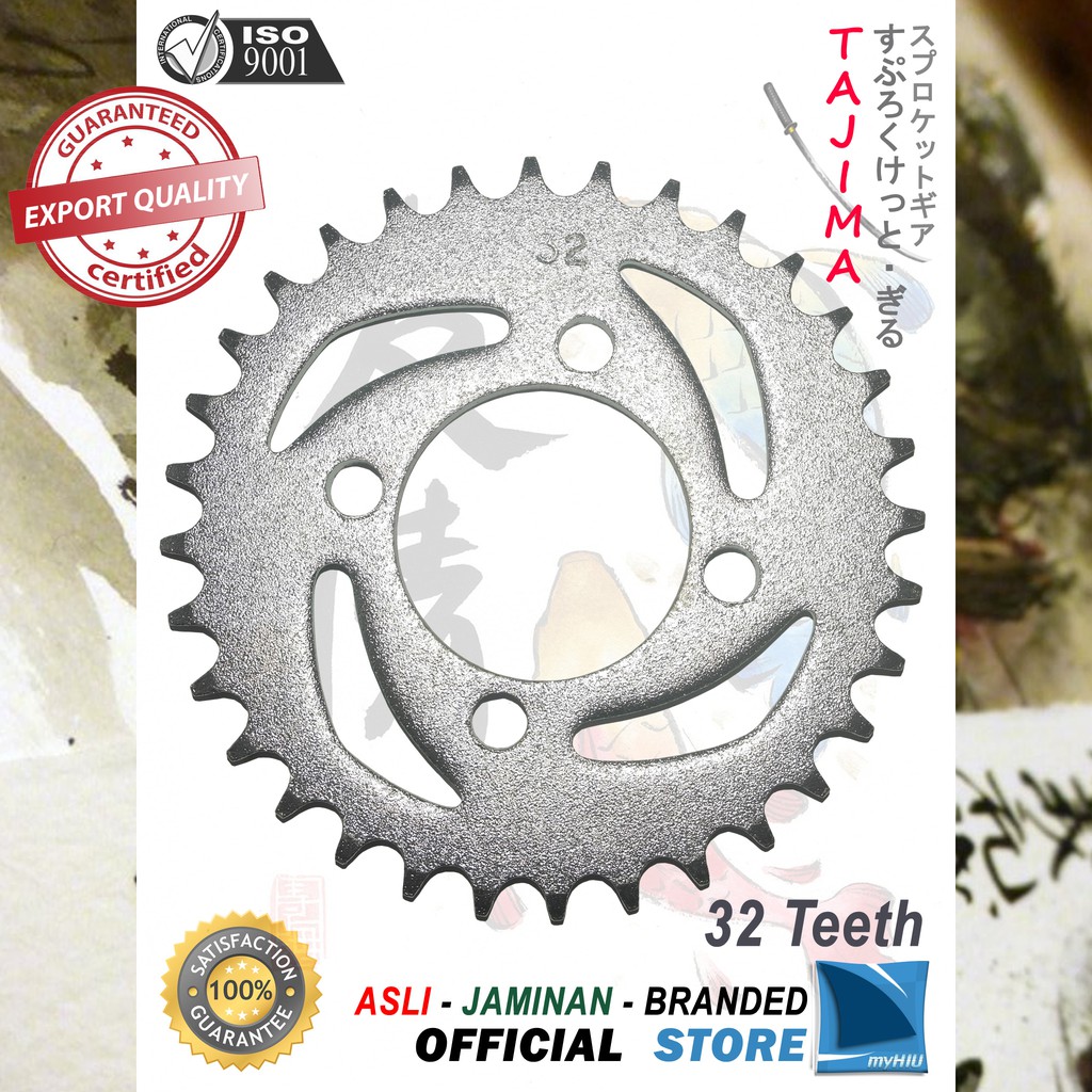 Gigi Tarik 28T ~ 39T KAWASAKI Kaze / R / R New Gir Belakang - Rear Sprocket Gear TAJIMA-428-32T