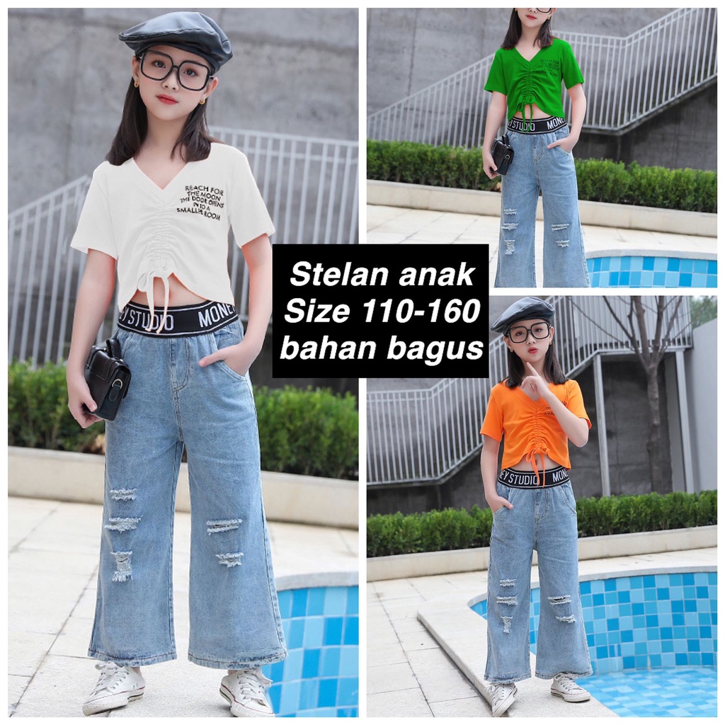 (LOLI-JKT) BS-135 STELAN IMPORT ANAK CEWEK BAJU TALI CROP 110-160