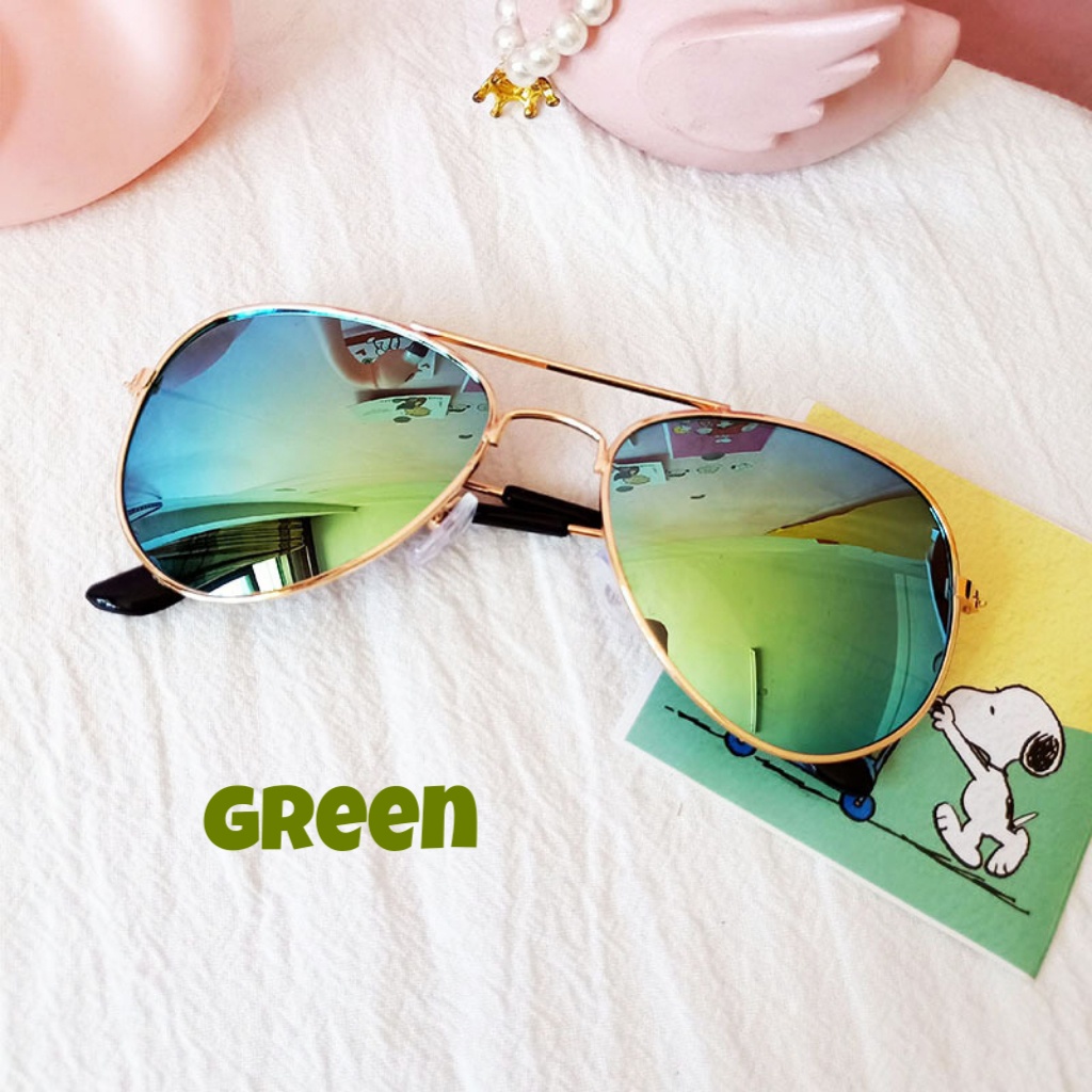 Kacamata anak aviator hitam / sunglasses fashion bl rv mirror murah lucu keren / aksesoris kids sunglasess kaca mata anak laki atau perempuan-hijau