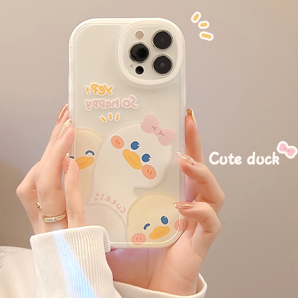 Case TPU Transparan Motif Kartun Bebek Untuk iPhone 11 7Plus 8Plus Xr XS Max 13 12 Pro Max 11 XSMAX 8p X 12