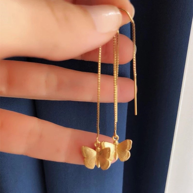 Anting Bentuk Lingkaran Geometris Butterfly Moon Star Gaya Korea Untuk Wanita