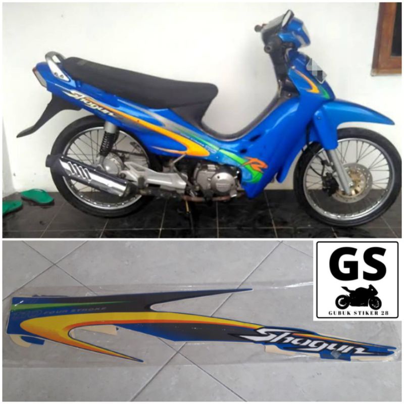 STRIPING STIKER LIS BODY MOTOR SUZUKI SHOGUN TAHUN 2001 BIRU