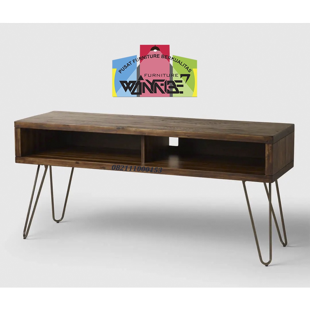 MEJA TV SIMPLE MINIMALIS KAKI BESI || BUFET KAYU JATI MURAH / GRATIS ONGKIR