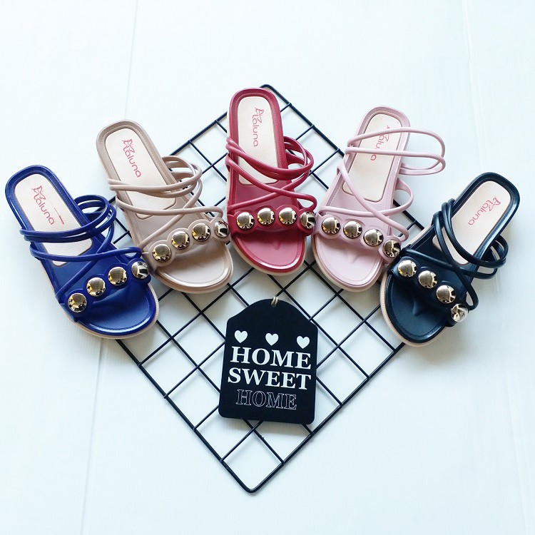 BB PUFFY Import LALUNA SELOP Sandal Wanita Murah Slip Casual Teplek Sendal Cewek Flat