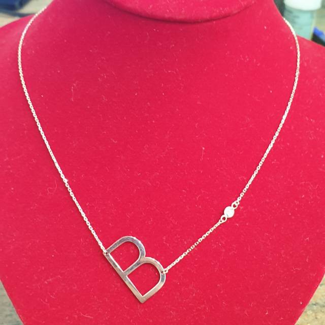 Kalung carendelano huruf B, V simple mewah wrn rose gold kadar 17K