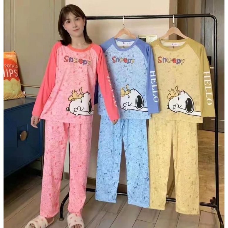 Baju tidur wanita Piyama PP wanita import lengan panjang